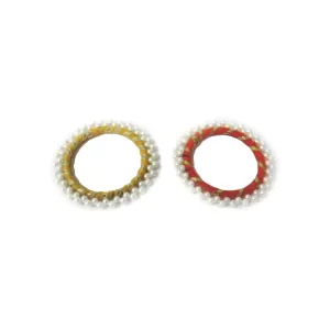 🌟 Threaded Round Large Bangle with Gota & Beads | Craft & Decoration | 10Pcs 🎨