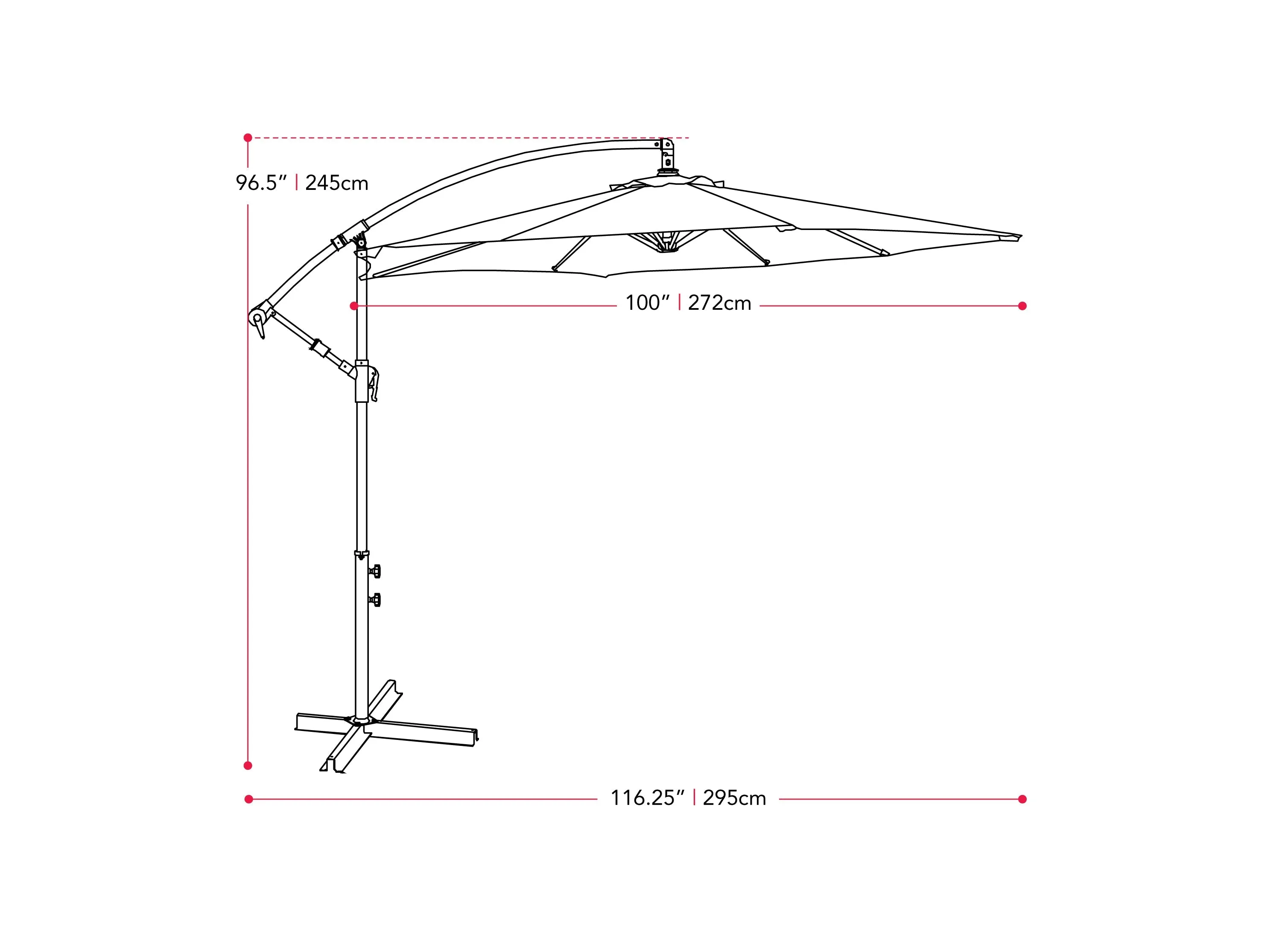 9ft Warm White Cantilever Umbrella