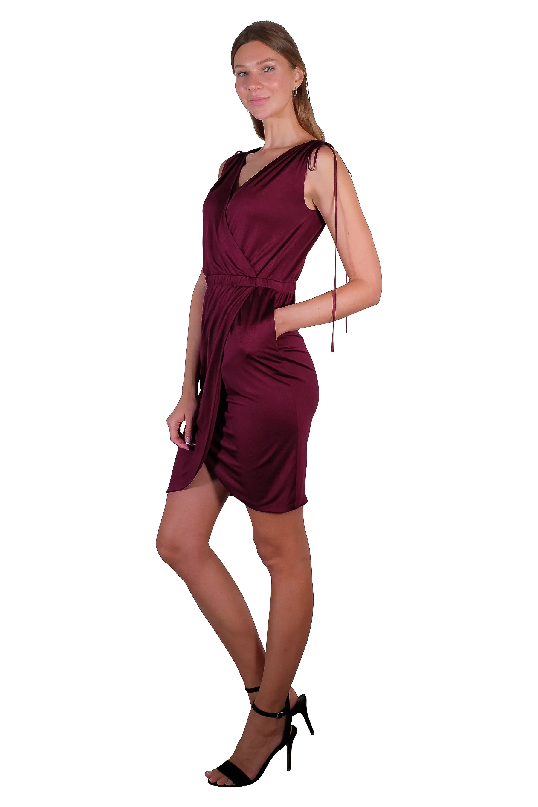 Amara Jersey Dress in Purple Red