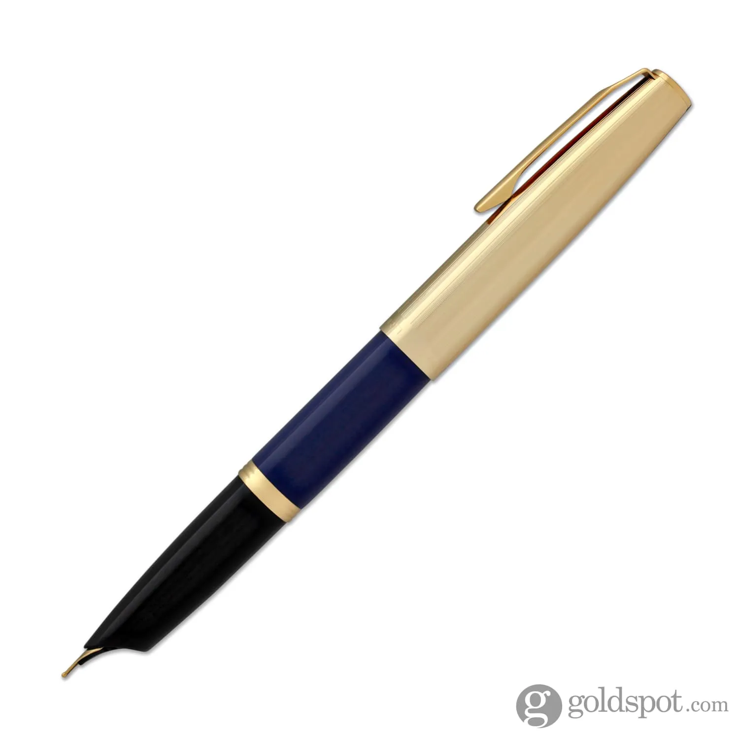 Aurora Duo Cart Fountain Pen - Dark Blue Resin with Gold Plated Cap, Medium Point