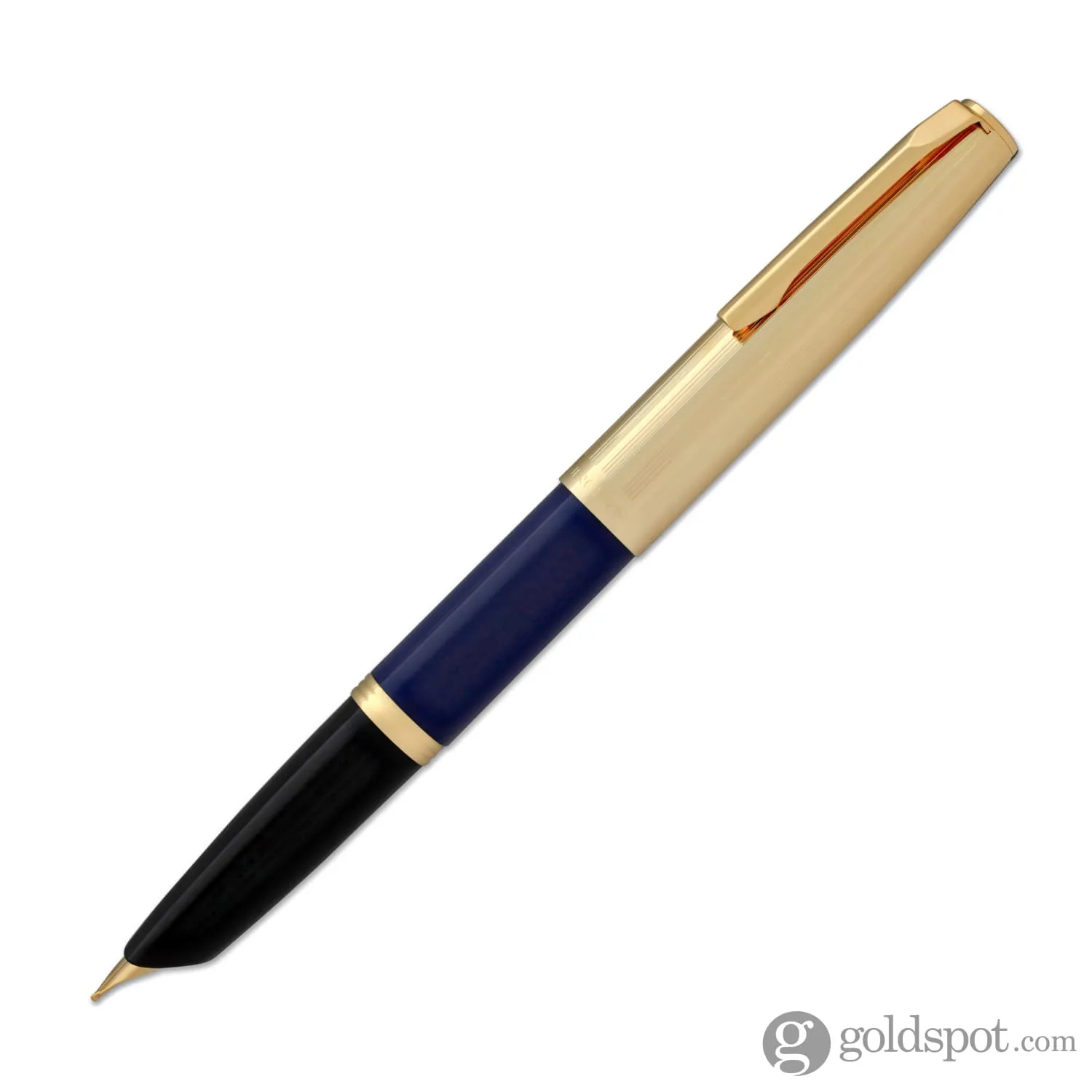 Aurora Duo Cart Fountain Pen - Dark Blue Resin with Gold Plated Cap, Medium Point