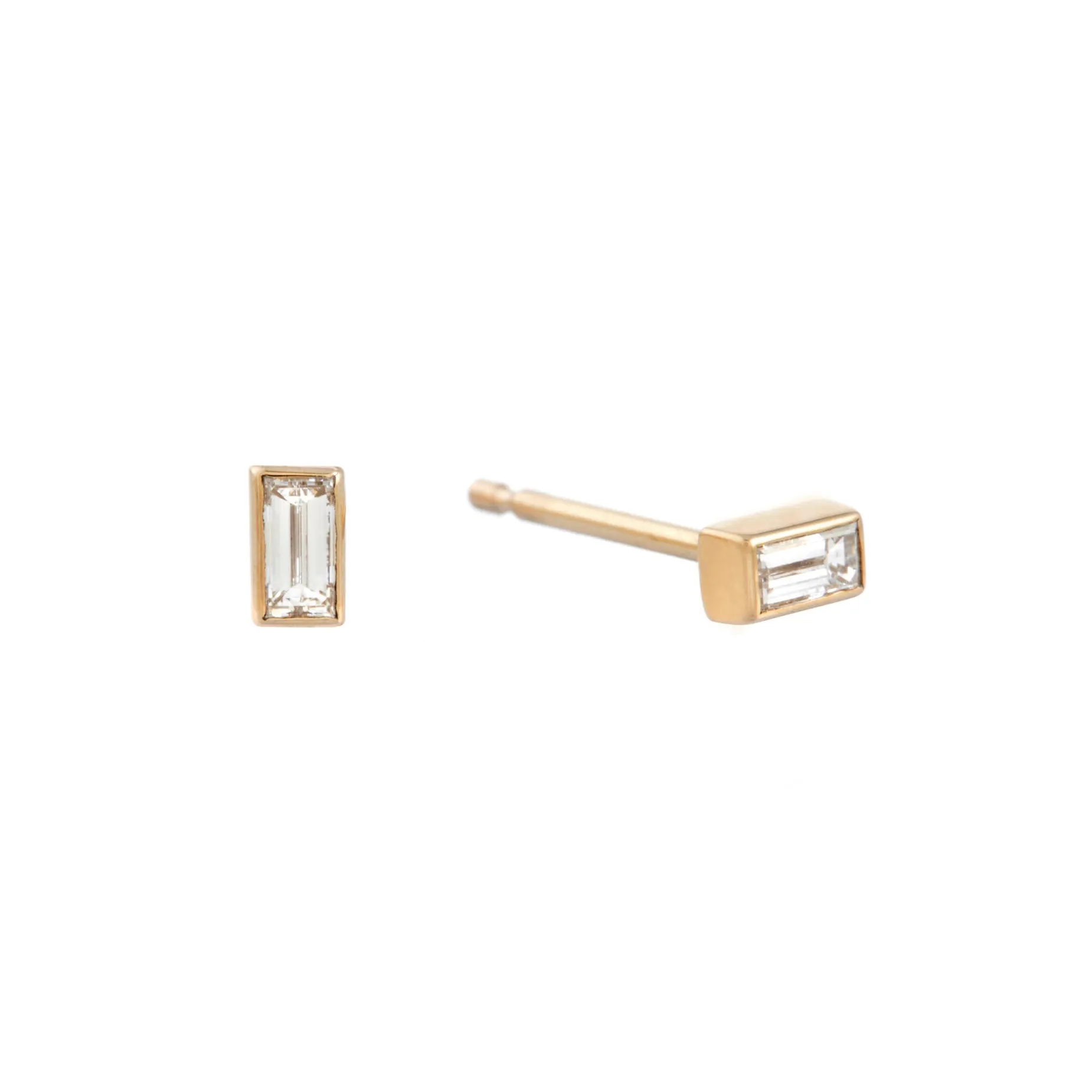 Baby Baguette Diamond Studs