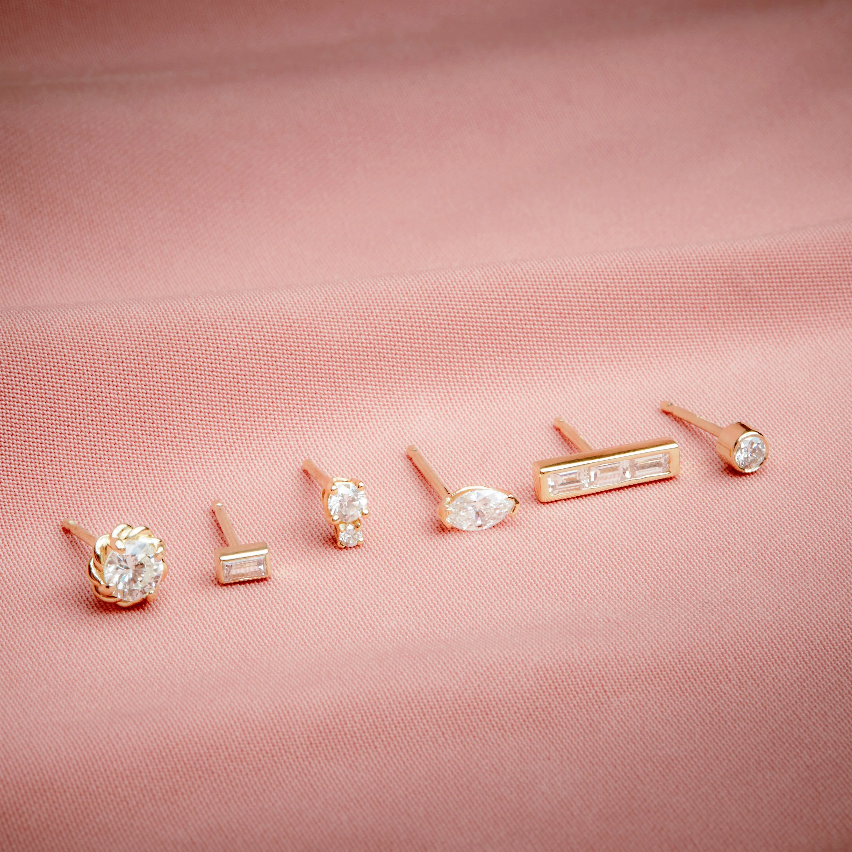 Baby Baguette Diamond Studs