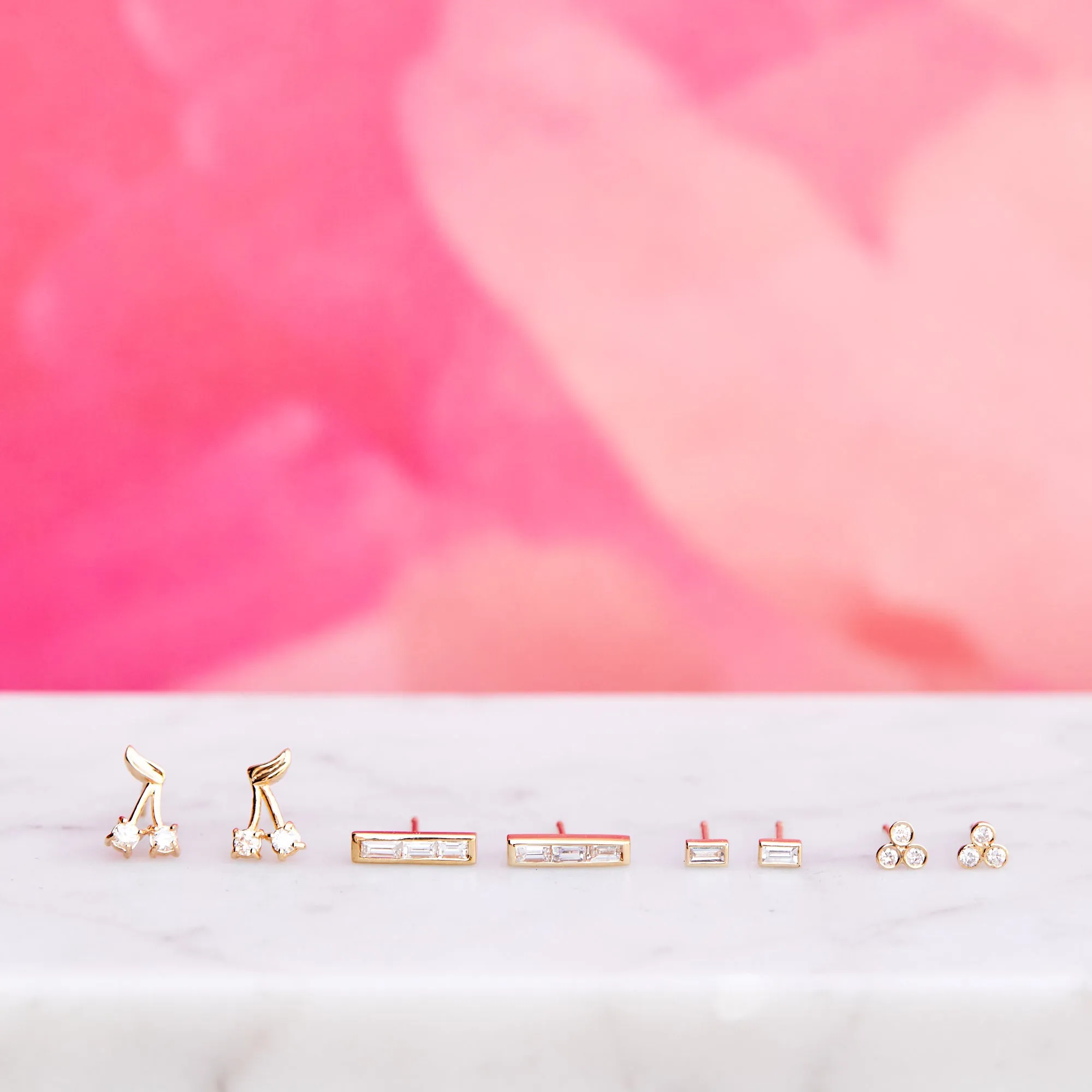 Baby Baguette Diamond Studs