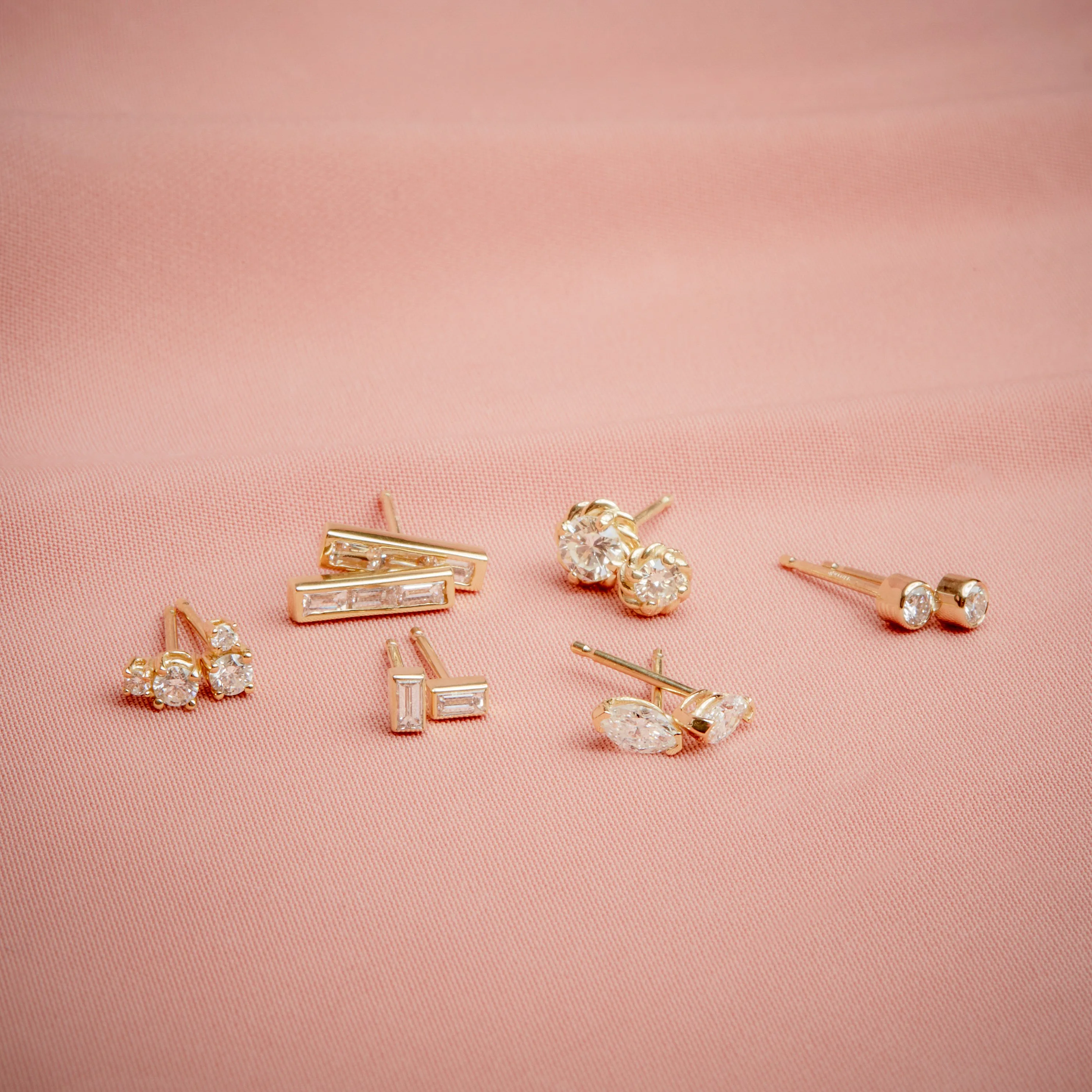 Baby Baguette Diamond Studs