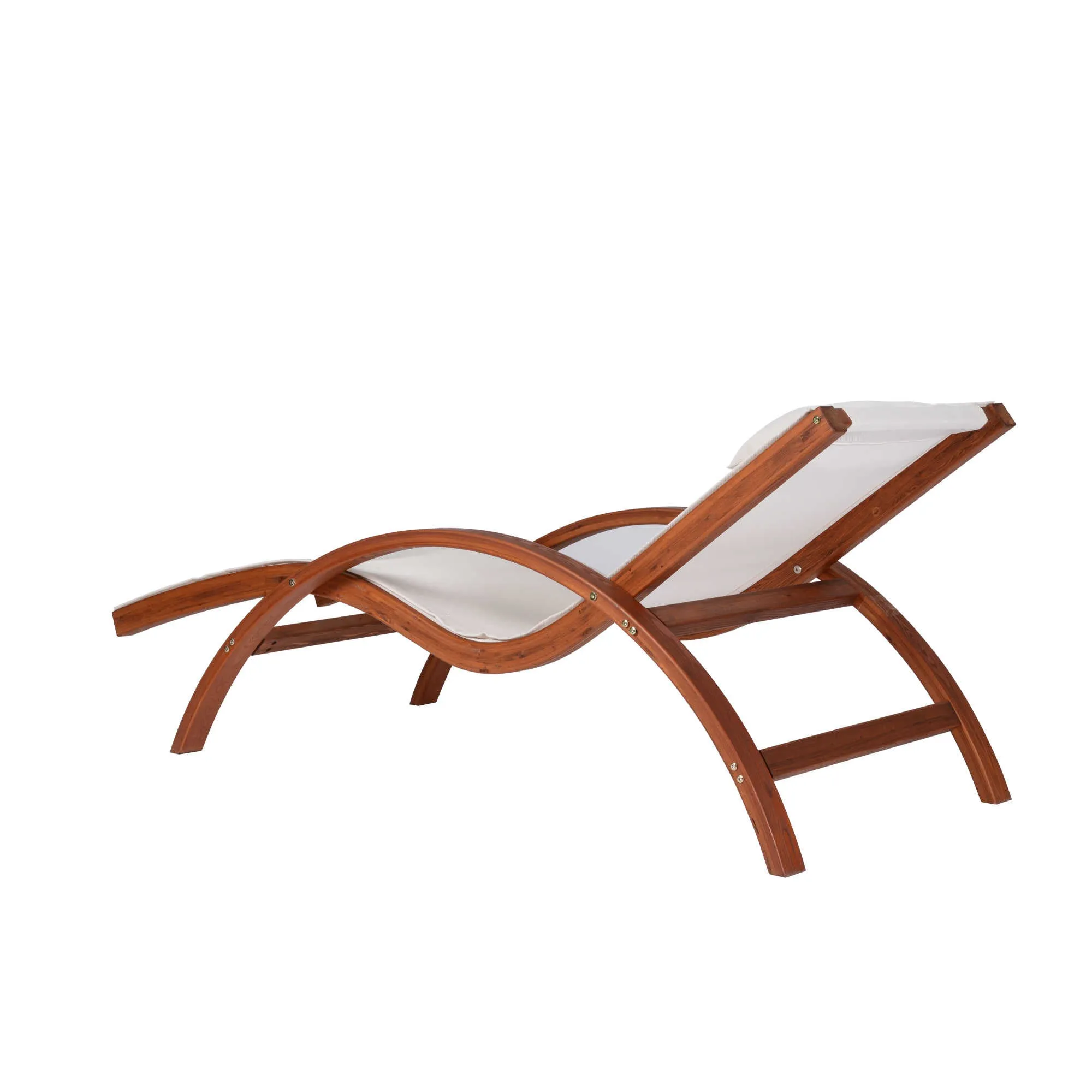 Bentwood Breeze Luxury Lounger With Wood Frame - Champagne