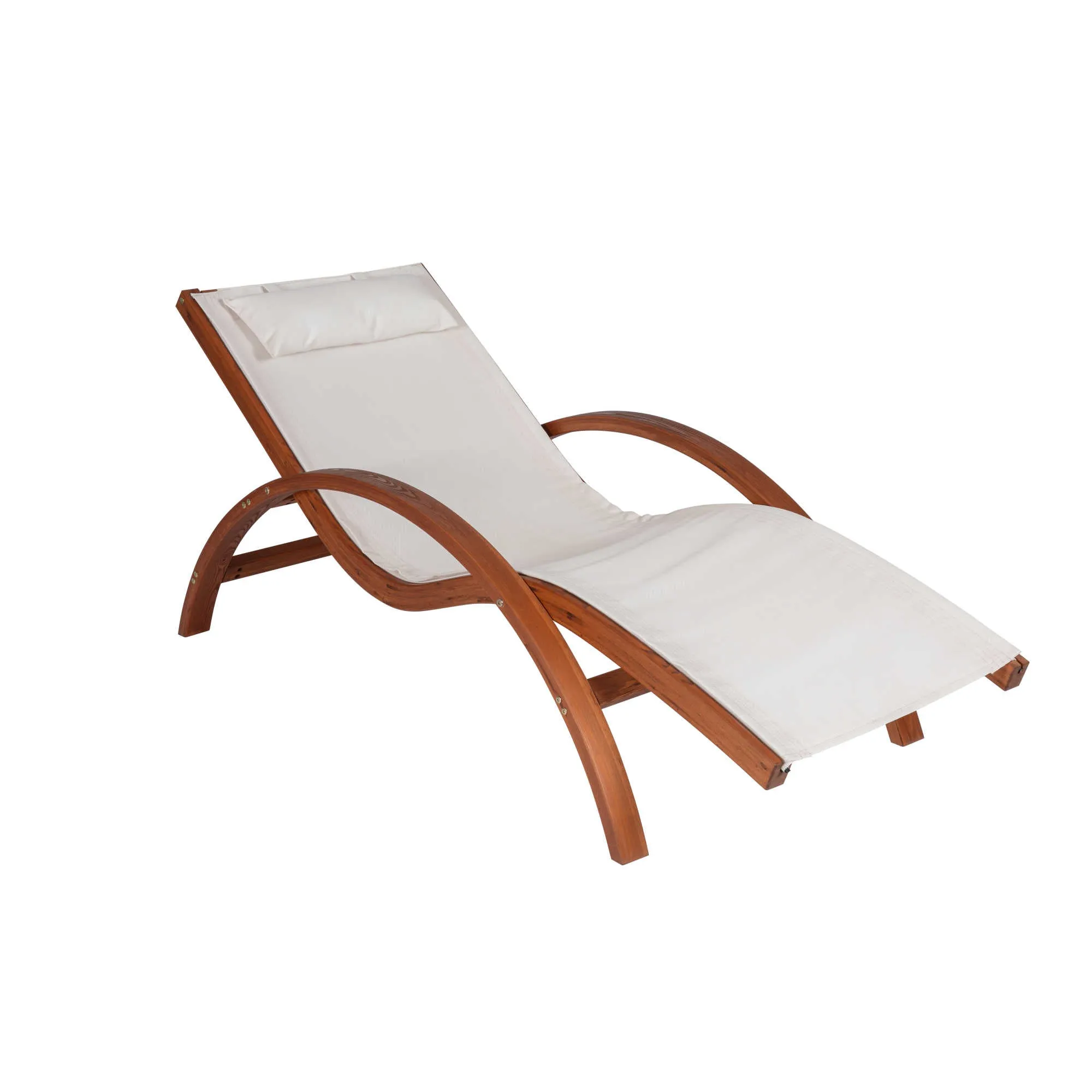 Bentwood Breeze Luxury Lounger With Wood Frame - Champagne