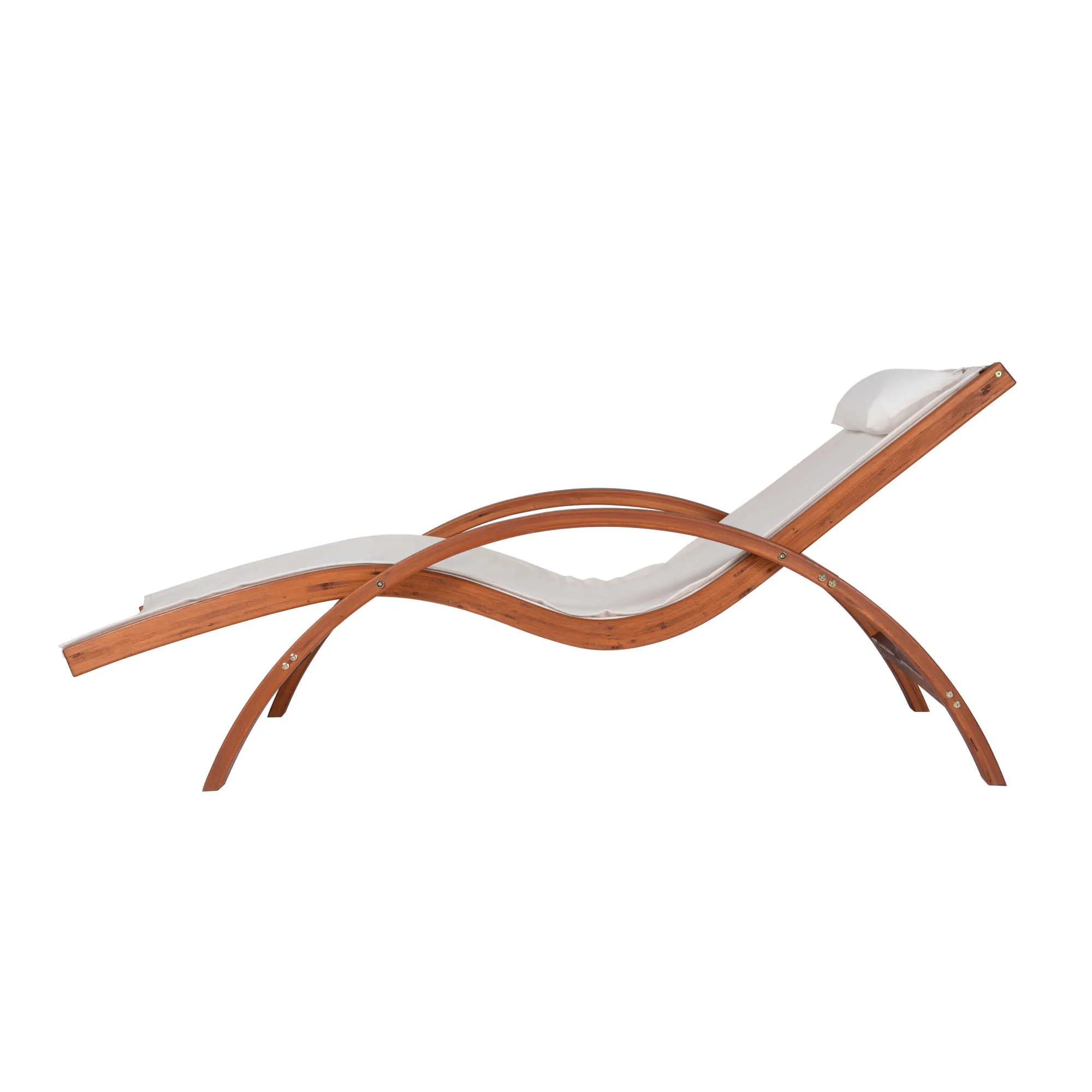 Bentwood Breeze Luxury Lounger With Wood Frame - Champagne