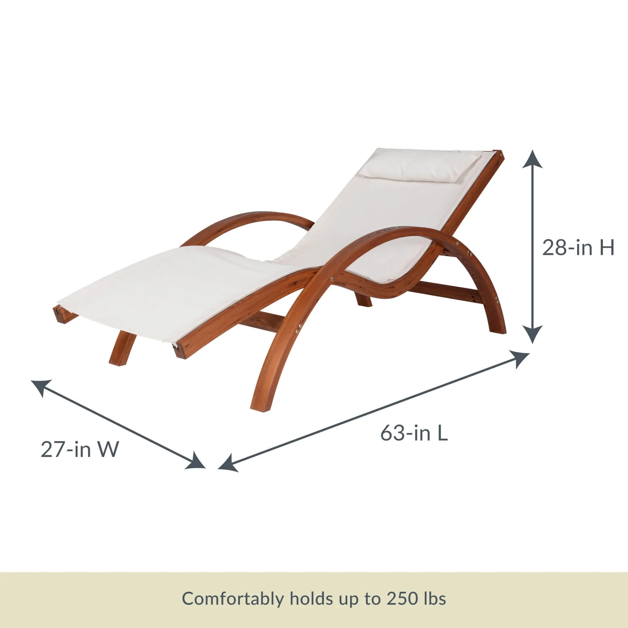 Bentwood Breeze Luxury Lounger With Wood Frame - Champagne