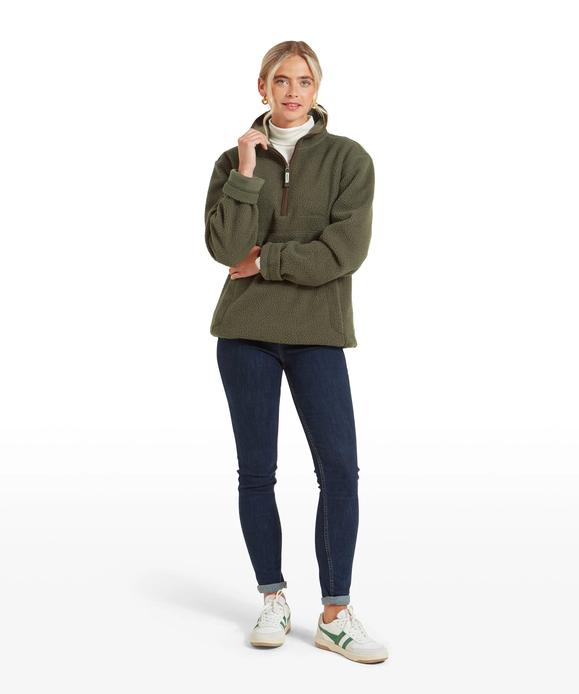 Berkeley Retro Quarter Zip Fleece - Woodland