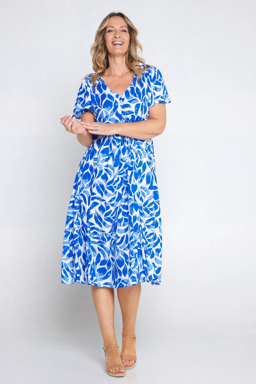 Brighton Dress - Coastal Leaves