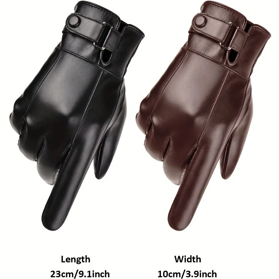 Cozy PU Leather Gloves for Winter Outdoor Sports