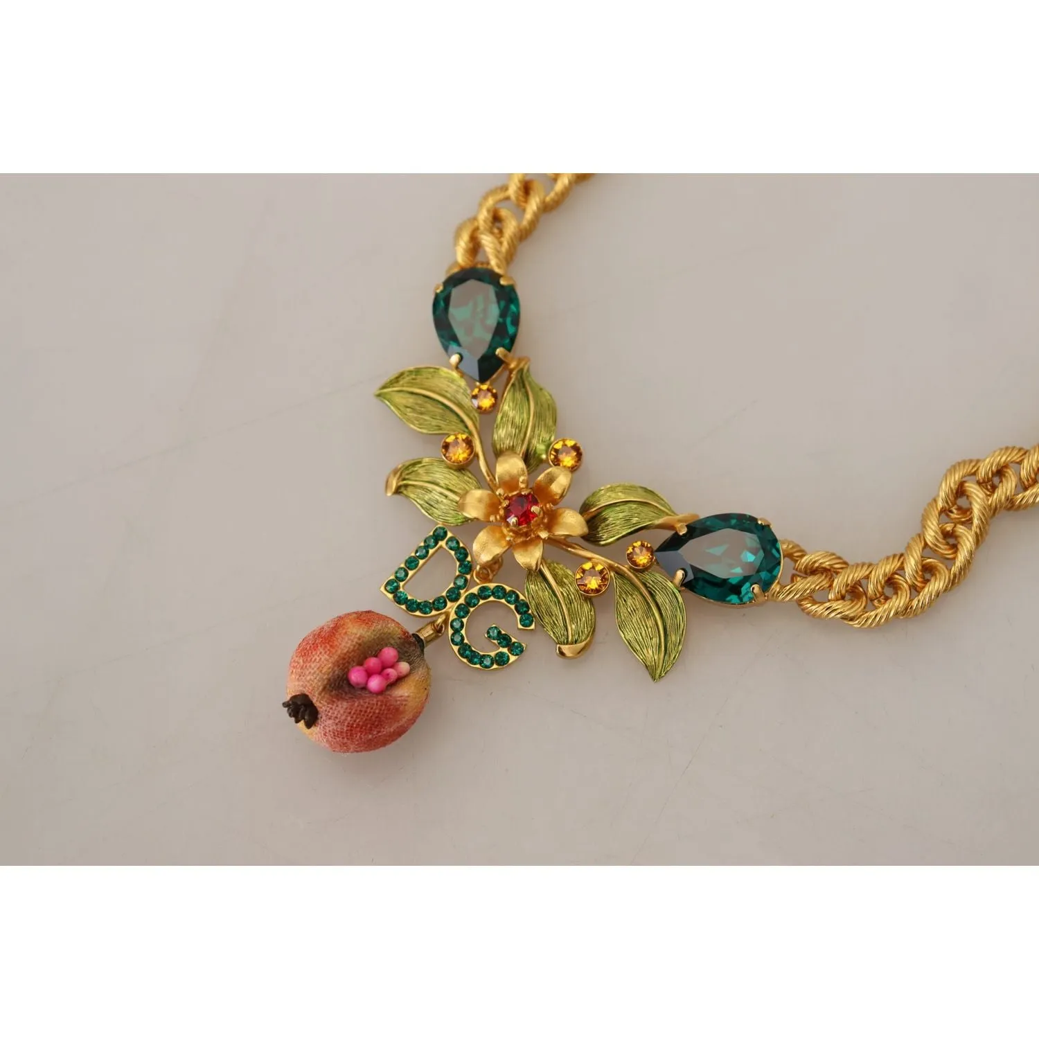 Dolce & Gabbana Elegant Gold-Tone Floral Fruit Necklace