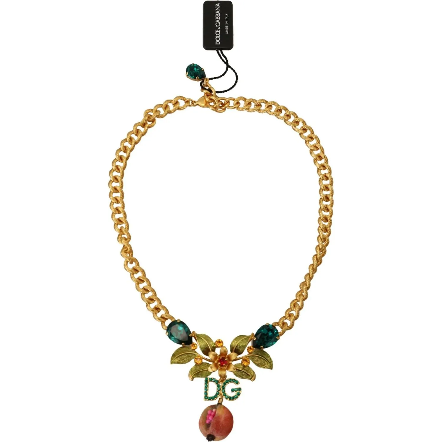 Dolce & Gabbana Elegant Gold-Tone Floral Fruit Necklace