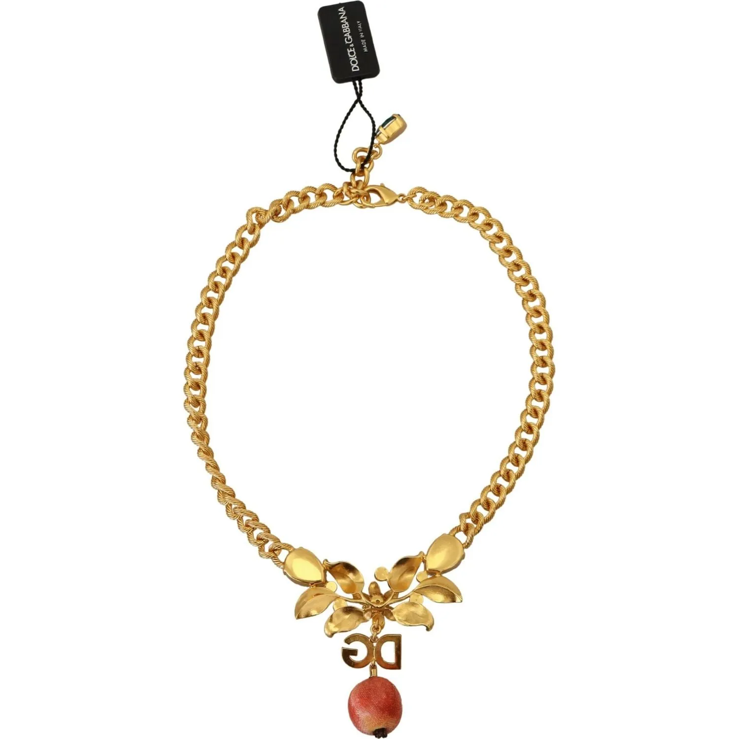 Dolce & Gabbana Elegant Gold-Tone Floral Fruit Necklace