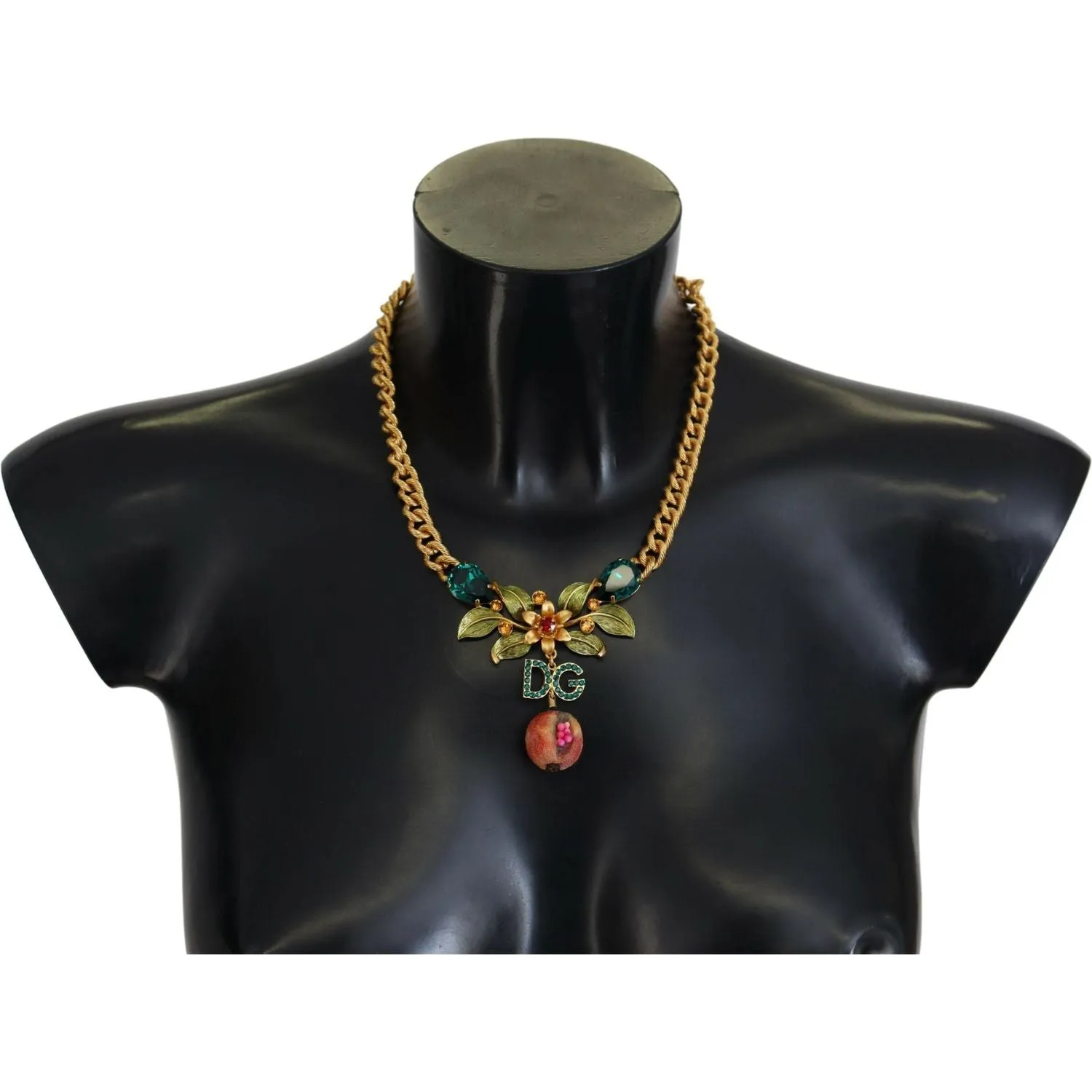 Dolce & Gabbana Elegant Gold-Tone Floral Fruit Necklace