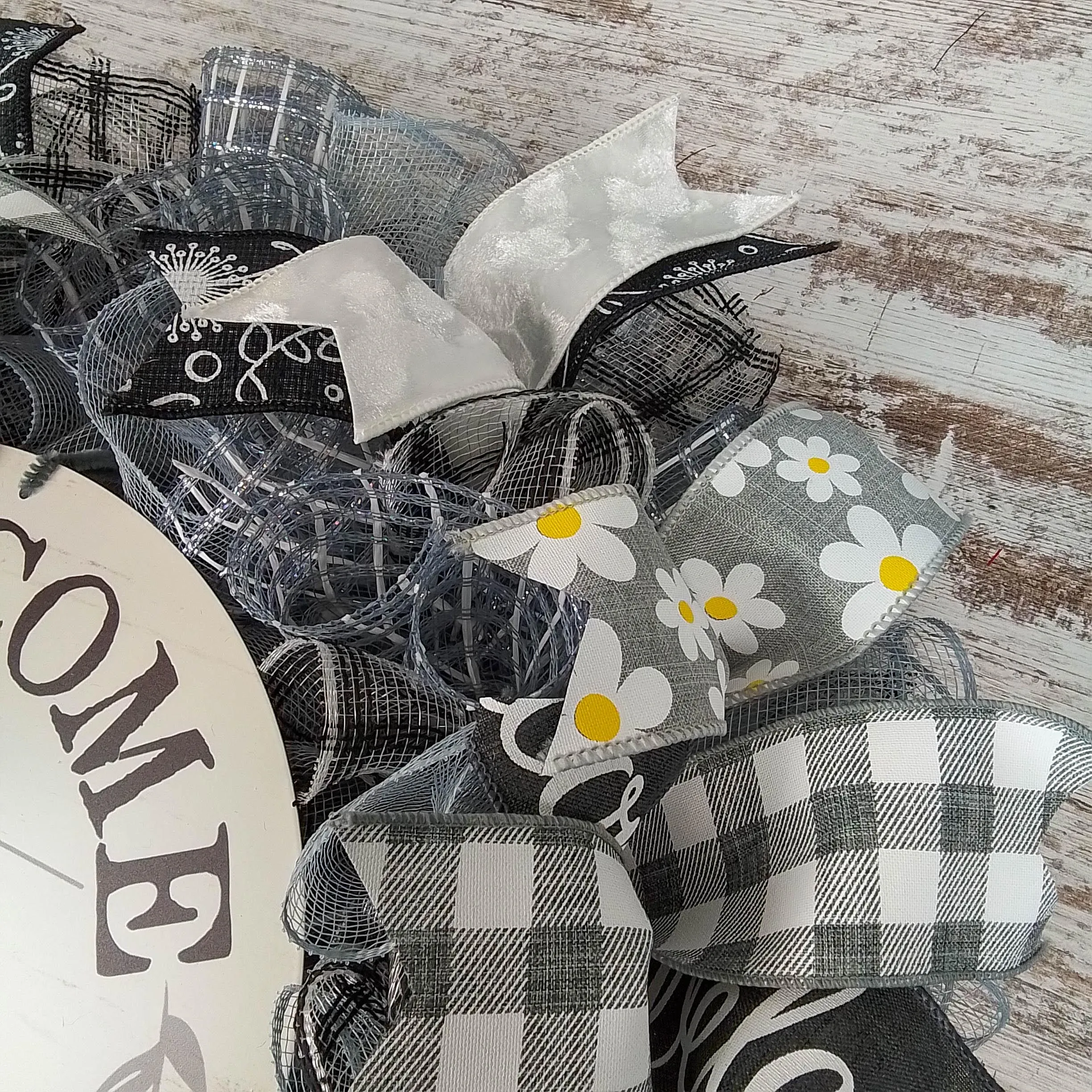 Farmhouse Wreath - Black White Grey Year Round Decor