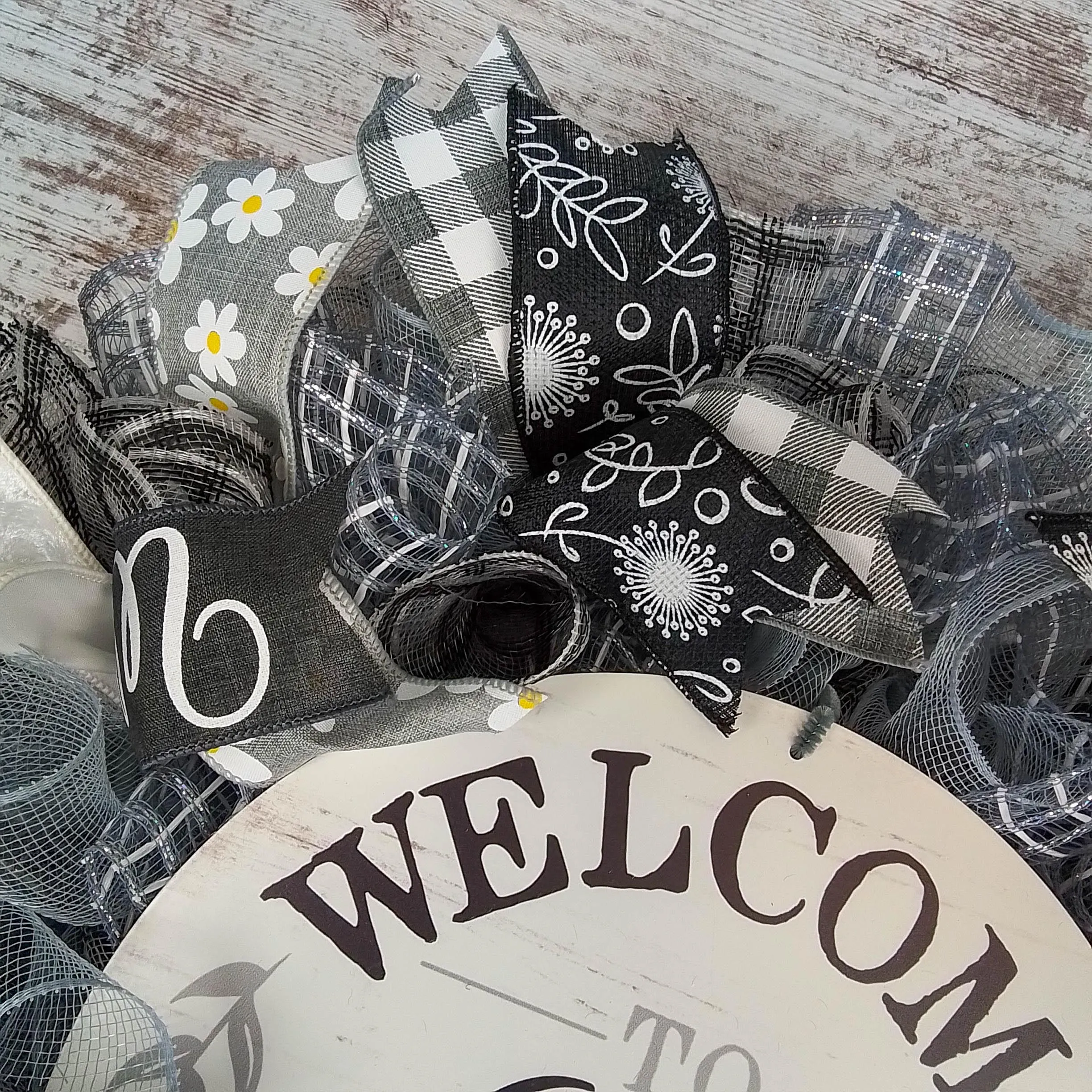 Farmhouse Wreath - Black White Grey Year Round Decor