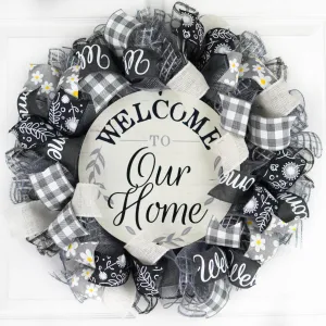 Farmhouse Wreath - Black White Grey Year Round Decor