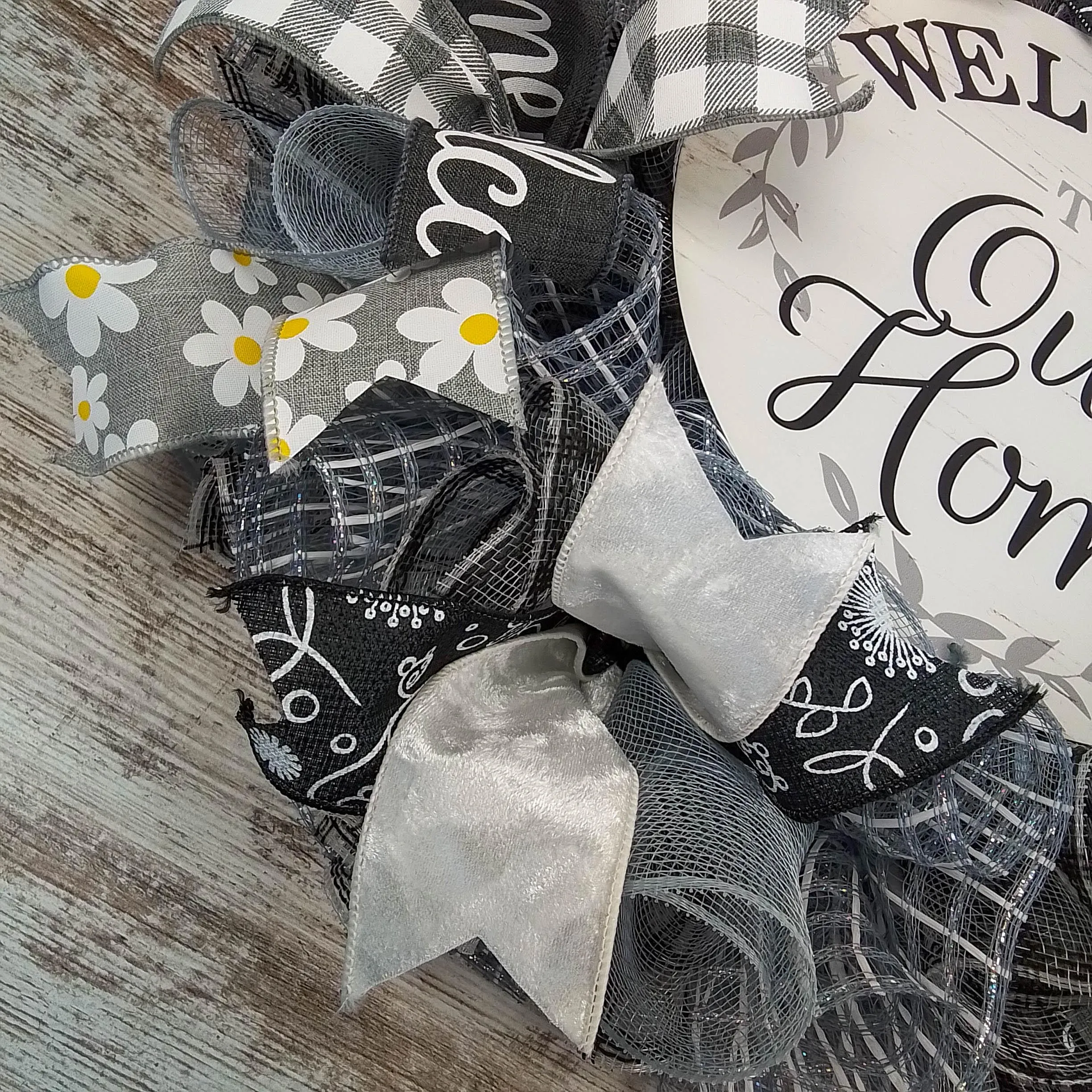 Farmhouse Wreath - Black White Grey Year Round Decor