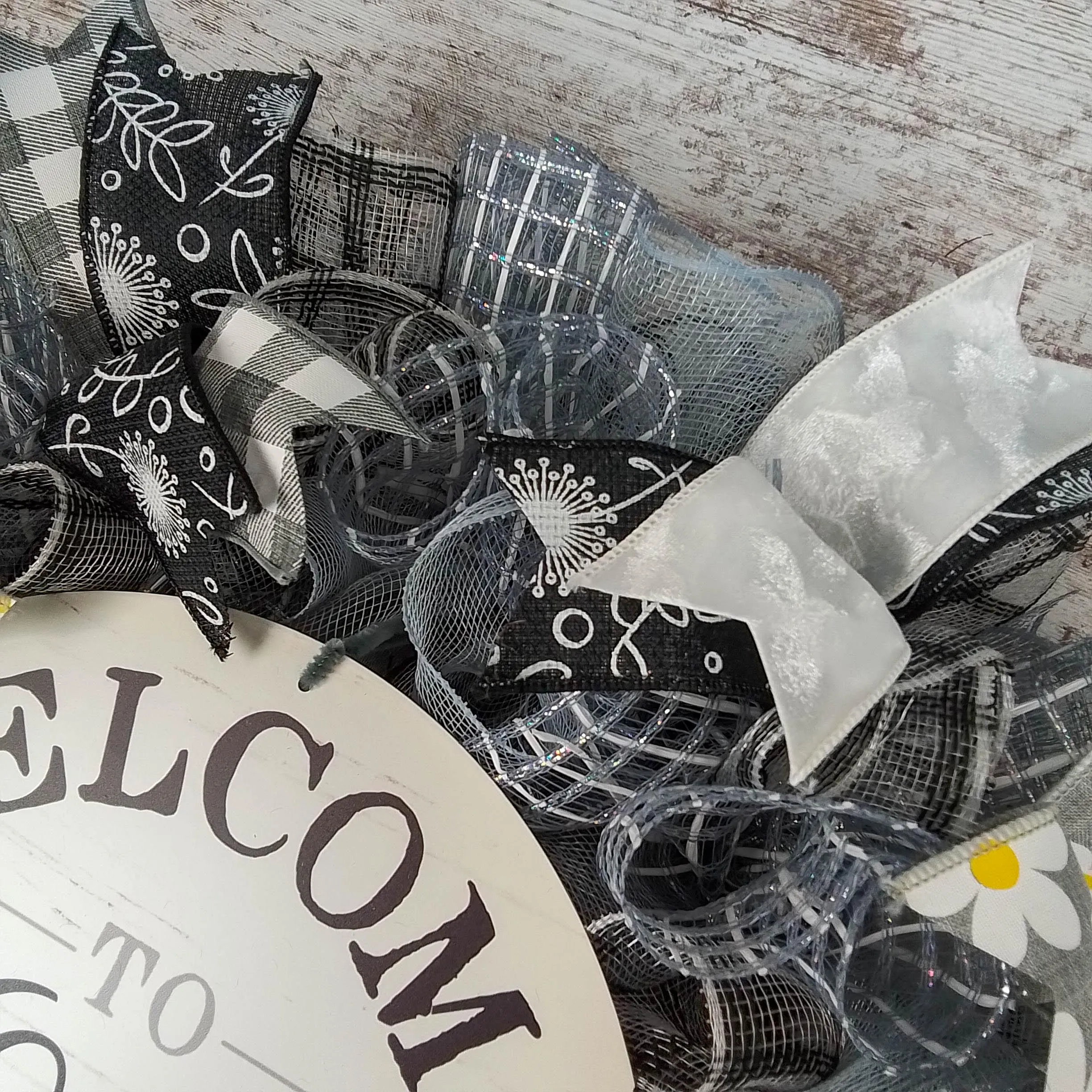 Farmhouse Wreath - Black White Grey Year Round Decor