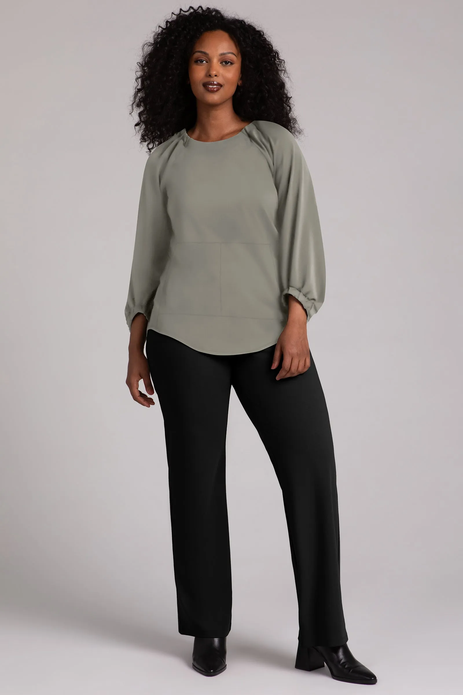 Fleece Back Jersey Move Pullover with Elastic Cuff | Taupe