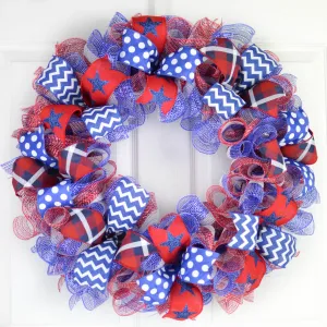 Fourth of July Wreaths for Front Door, Red White Blue : J2