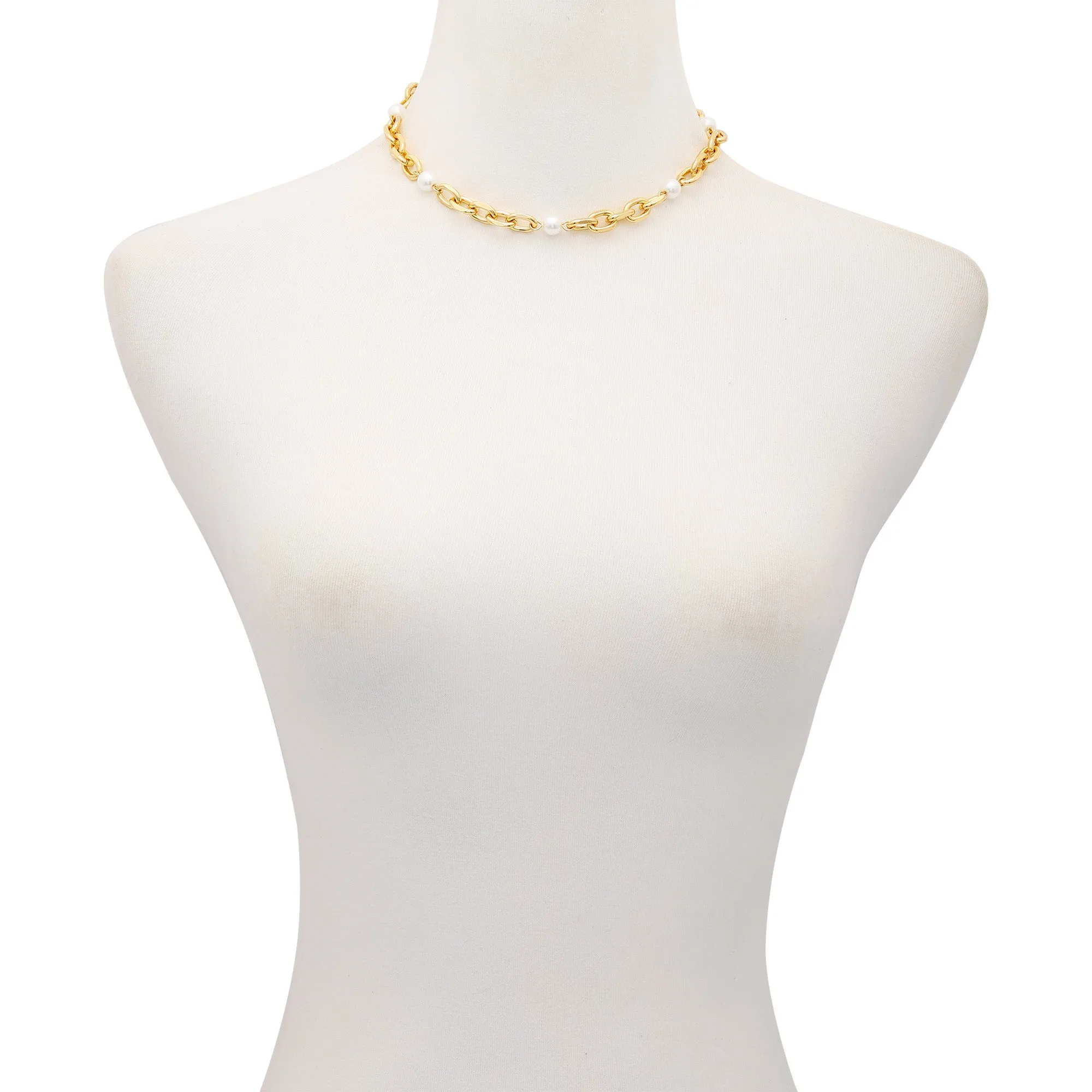 Goldtone Pearl Toggle Necklace