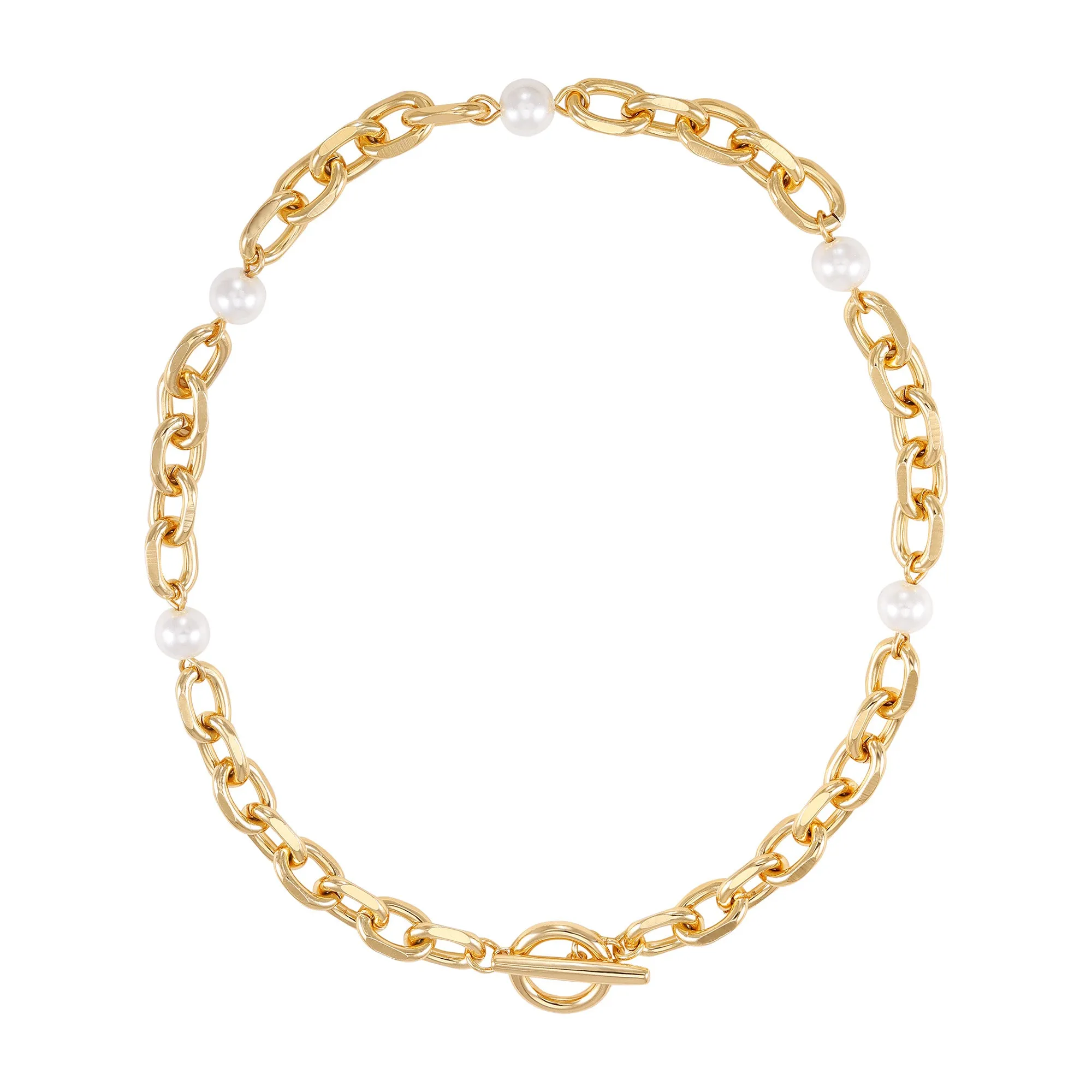 Goldtone Pearl Toggle Necklace