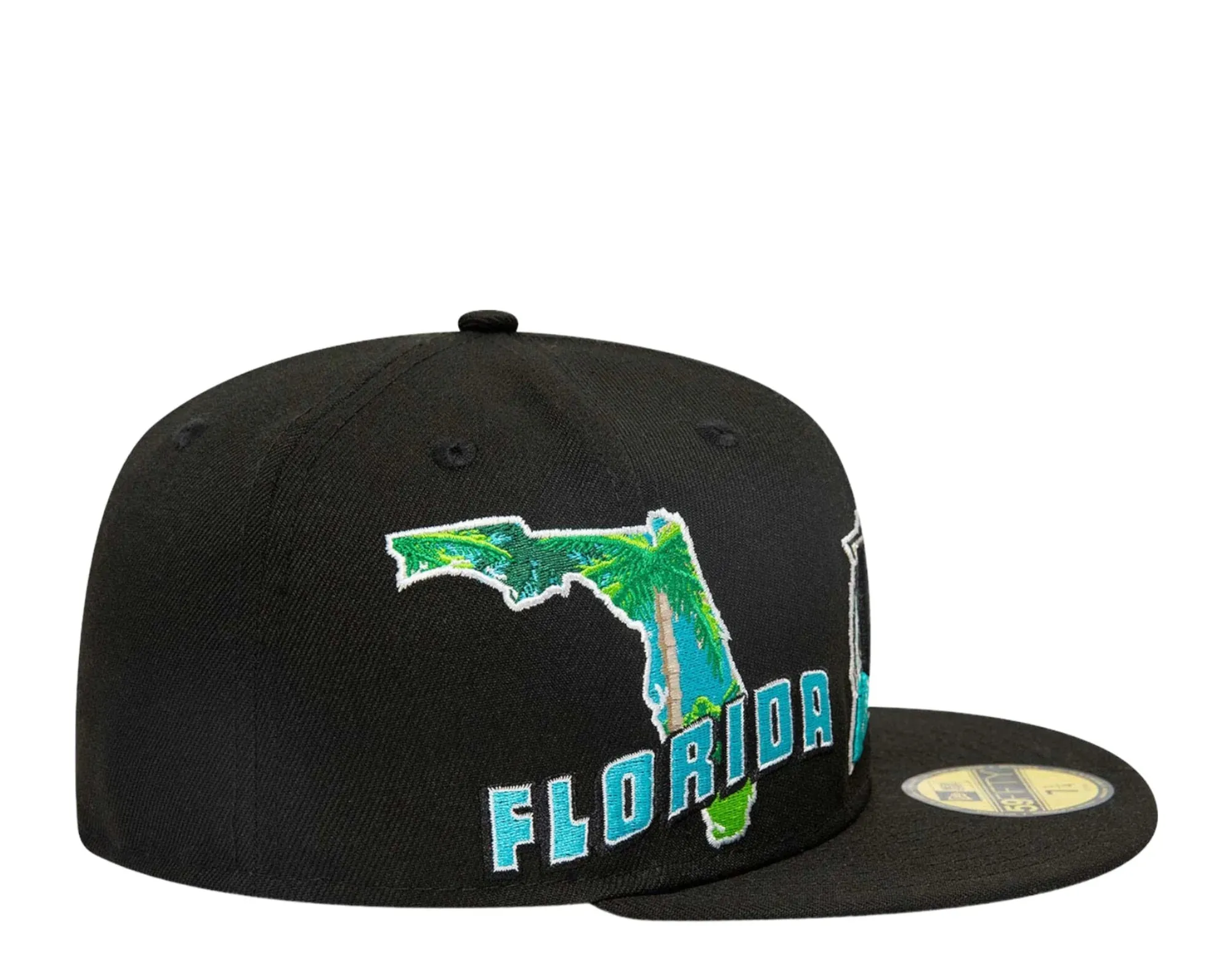 New Era Florida Marlins New Era Navy Stateview 59Fifty Fitted Hat