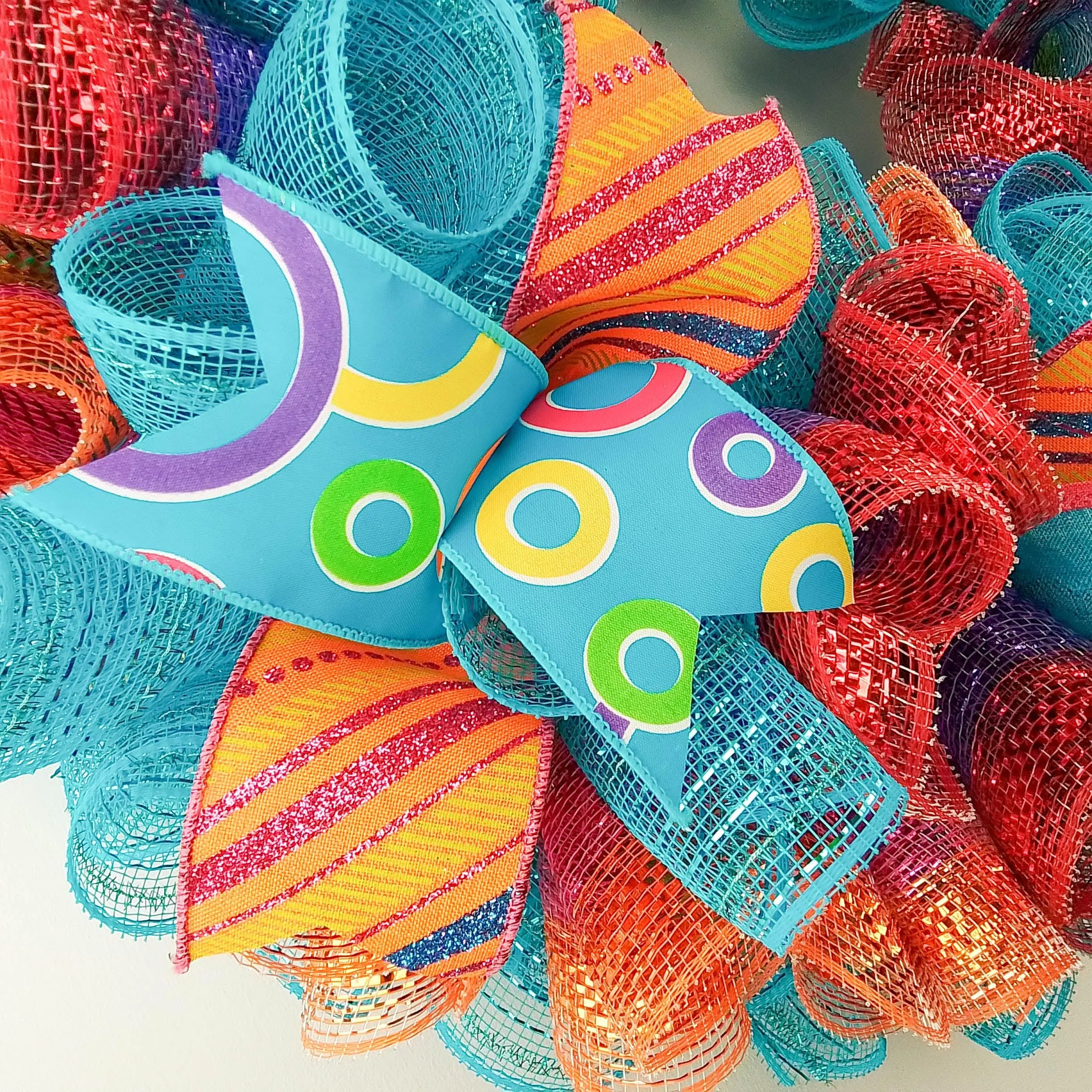 Orange and Turquoise Spring Wreath - Summer Decor - Everyday Door Decorations - Pink Teal Wreaths