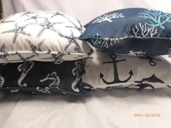 Outdoor Nautical Pillow covers, Premier Prints indoor-Outdoor fabric, Patio pillow covers