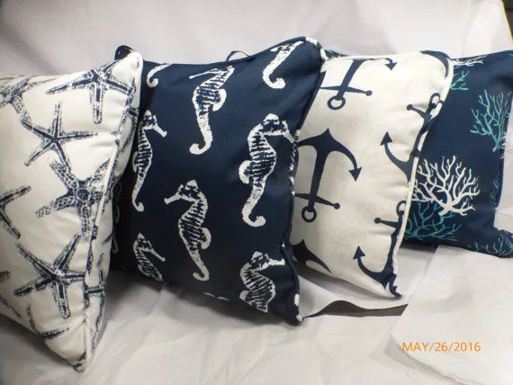 Outdoor Nautical Pillow covers, Premier Prints indoor-Outdoor fabric, Patio pillow covers