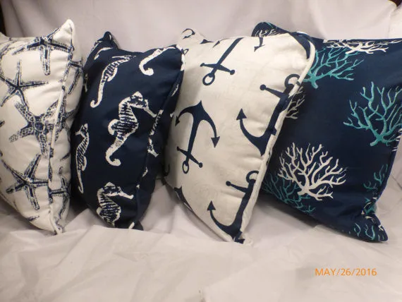 Outdoor Nautical Pillow covers, Premier Prints indoor-Outdoor fabric, Patio pillow covers