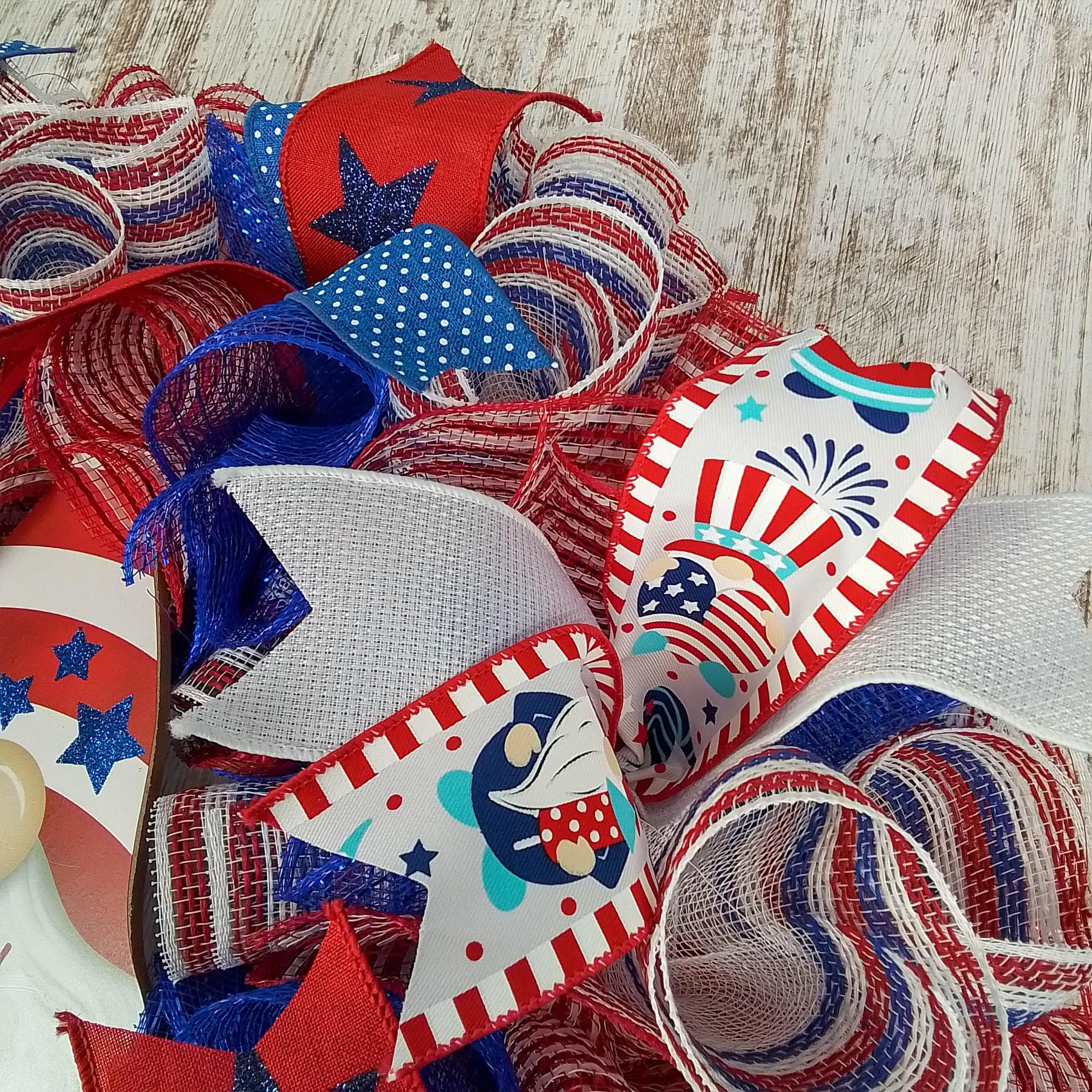 Red White And Blue Wreaths, 4th of July Gnome