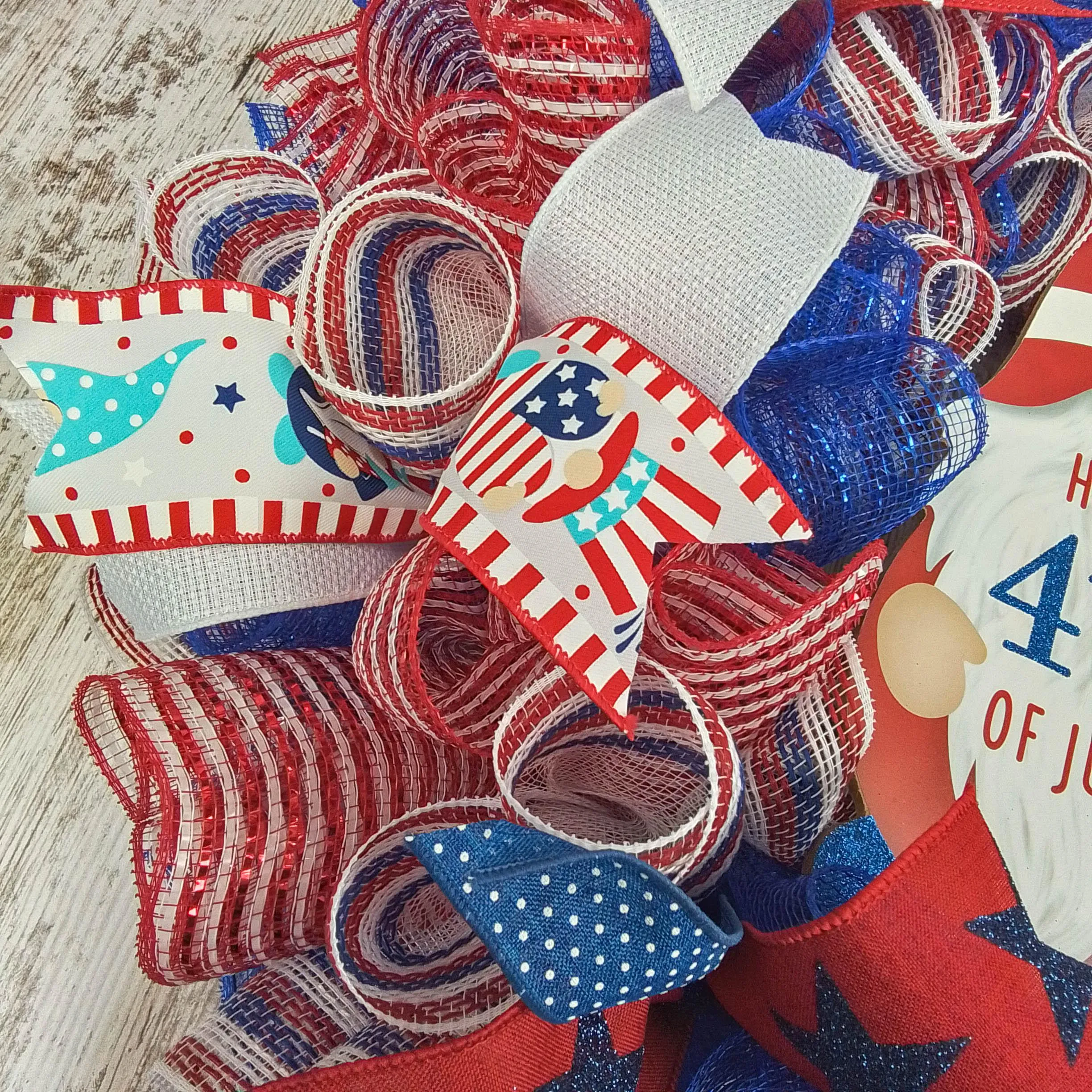 Red White And Blue Wreaths, 4th of July Gnome