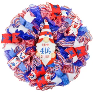 Red White And Blue Wreaths, 4th of July Gnome