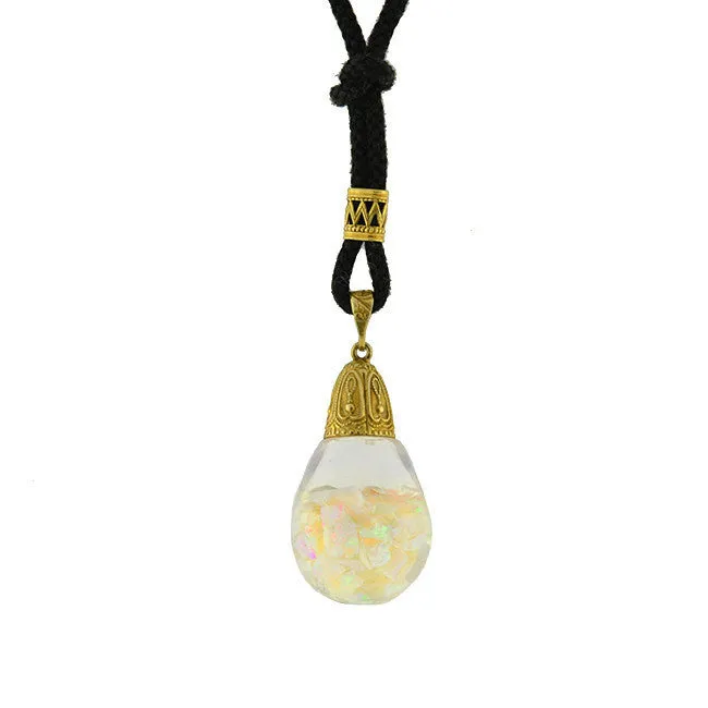 Retro 14kt Floating Opal Ball Necklace