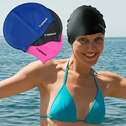 Splaqua Silicone Solid Bathing Swim Cap - BEST QUALITY, COMFORT AND STYLE