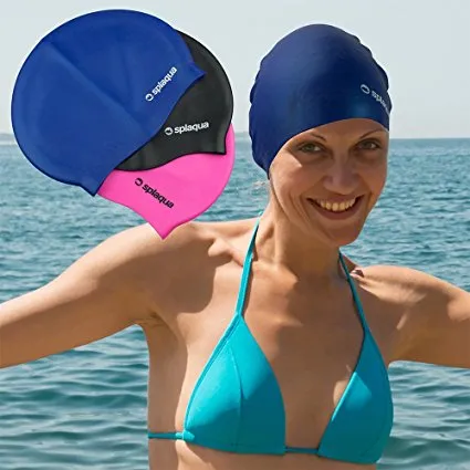 Splaqua Silicone Solid Bathing Swim Cap - BEST QUALITY, COMFORT AND STYLE