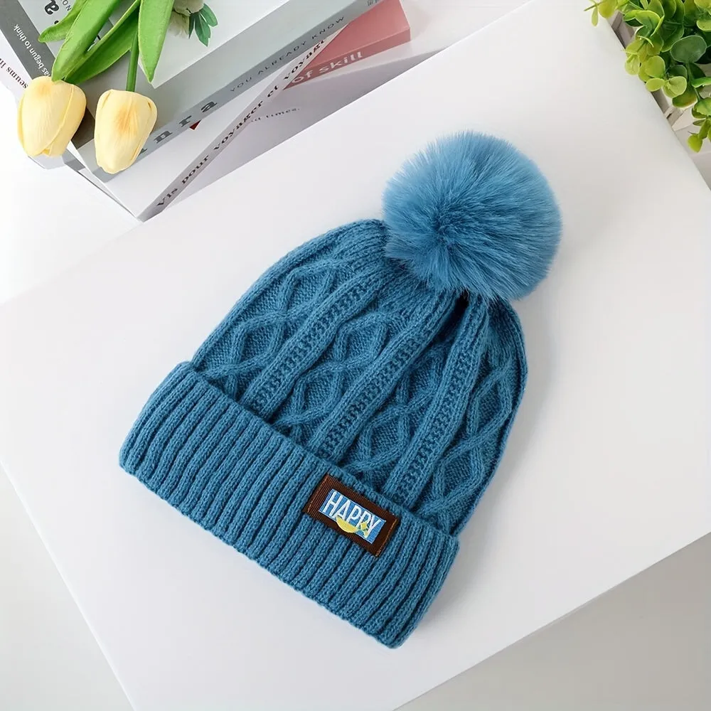 Stylish Winter Pom Beanie  Warm Classic Coldproof Elastic