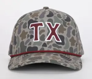 TexCamo/Aggie Maroon TX Hat