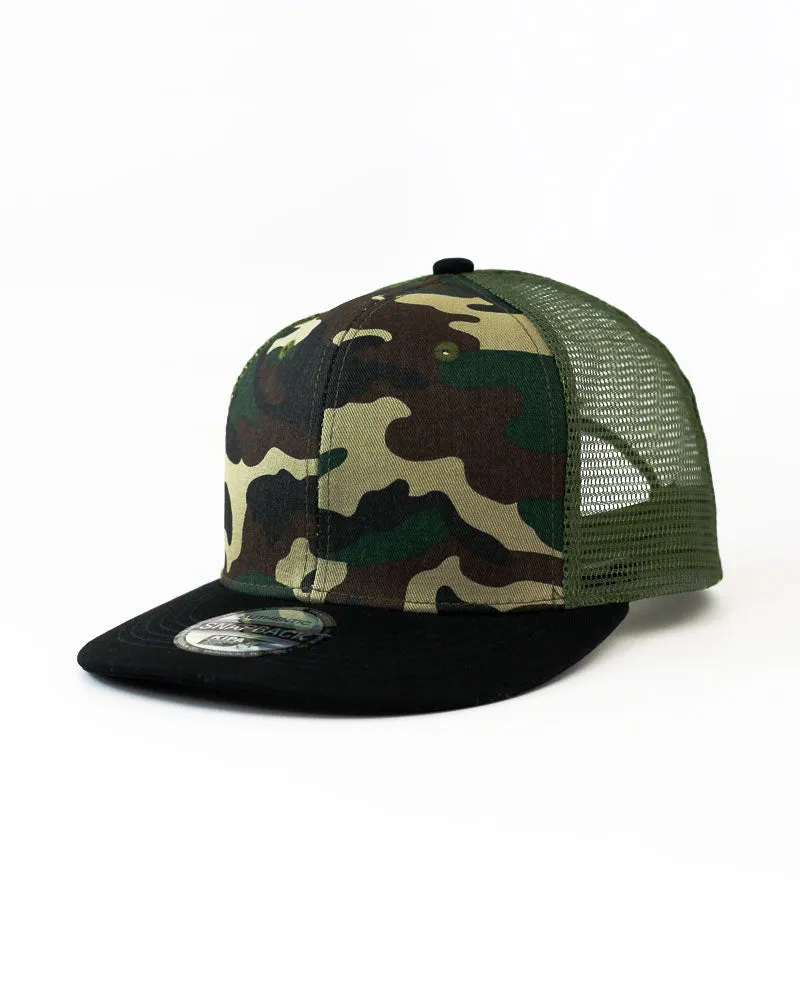 The Hat Depot - Cotton Mesh Back Two Tone Snapback Trucker Cap