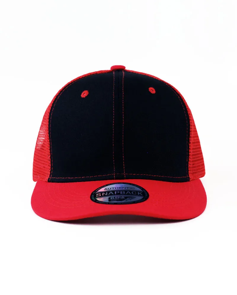 The Hat Depot - Cotton Mesh Back Two Tone Snapback Trucker Cap