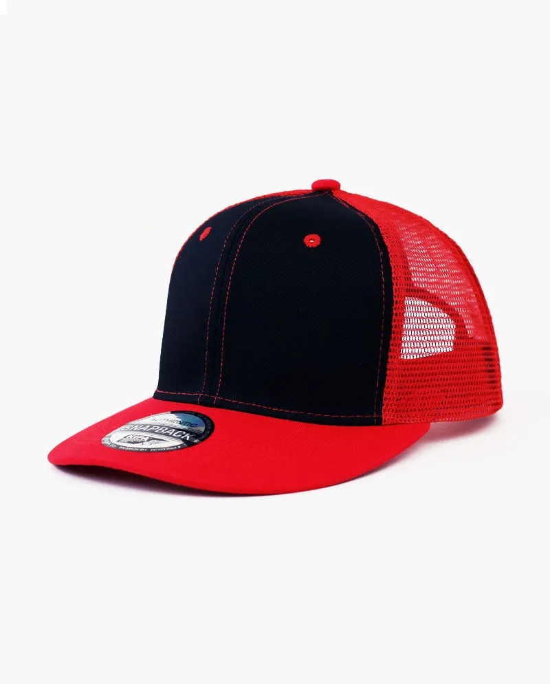 The Hat Depot - Cotton Mesh Back Two Tone Snapback Trucker Cap