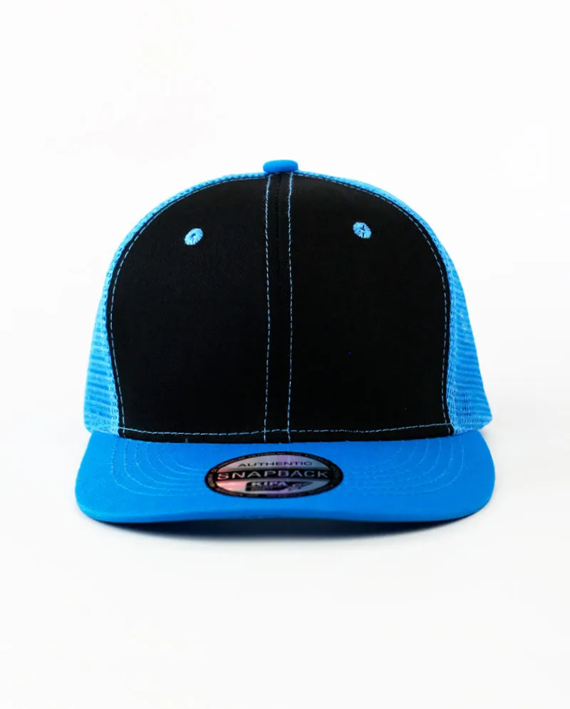 The Hat Depot - Cotton Mesh Back Two Tone Snapback Trucker Cap