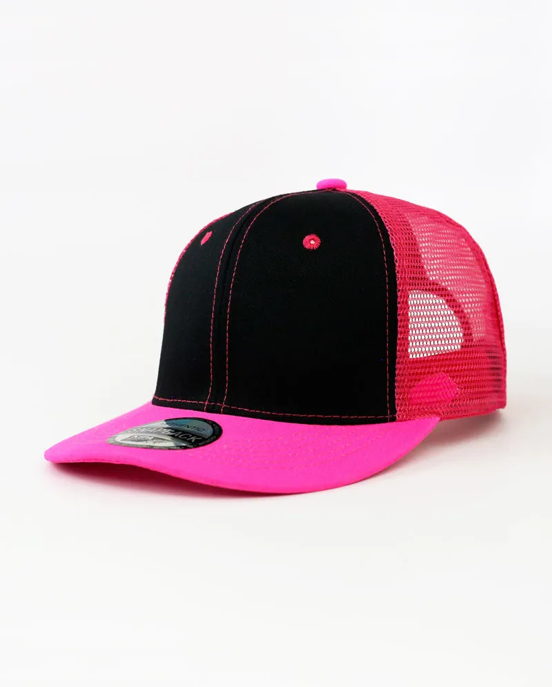 The Hat Depot - Cotton Mesh Back Two Tone Snapback Trucker Cap