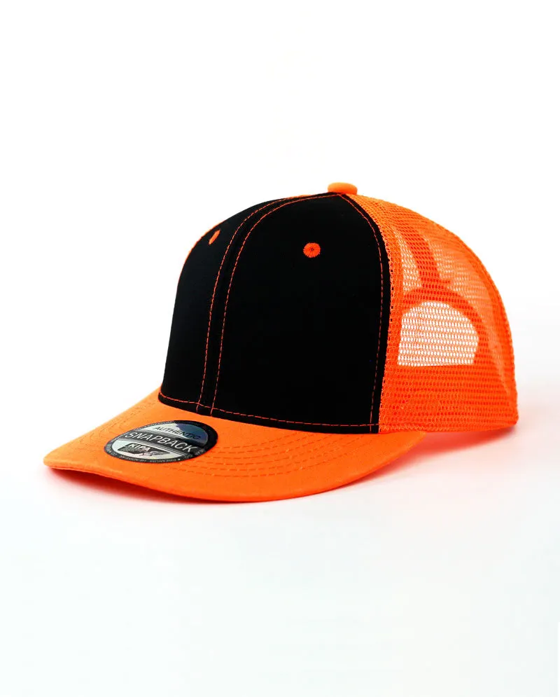 The Hat Depot - Cotton Mesh Back Two Tone Snapback Trucker Cap