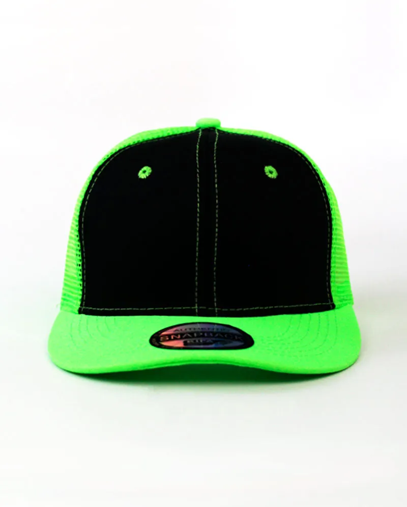 The Hat Depot - Cotton Mesh Back Two Tone Snapback Trucker Cap